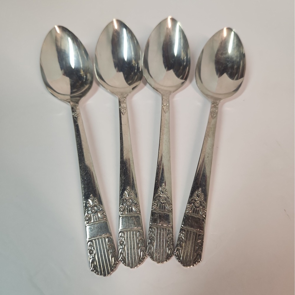Wm A Rogers Oneida 1938 Silverplate 7" Serving Spoons x 4 VTG
